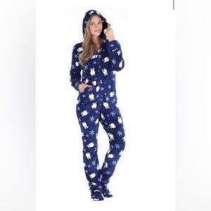Women’s small fleece hoodie-footie pajamas!